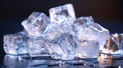a pile of ice cubes sitting on top of a table