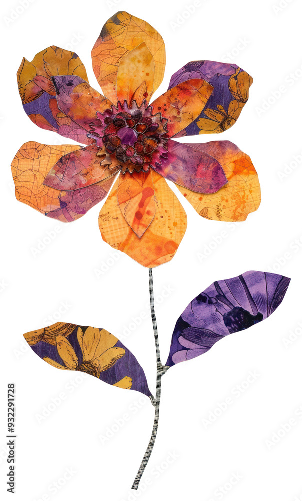 Sticker png colorful abstract floral illustration