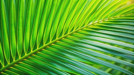 Close-up of a vibrant green palm tree leaf , tropical, exotic, nature, foliage, botany, lush, greenery, palm frond, close-up