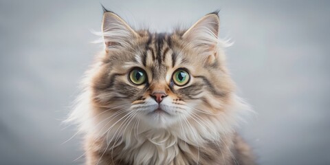 Obraz premium Adorable cat with big eyes and fluffy fur, cute, kitten, playful, furry, whiskers, pet, animal, adorable, domestic, feline