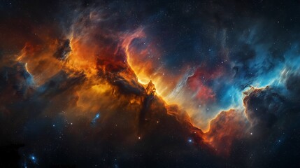 A breathtaking view of a nebula with vibrant colors and swirling gases