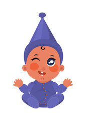 Happy Cute little baby in pijama. Vector illustration