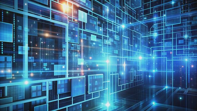 An abstract background of various software frameworks and libraries used in modern programming , software