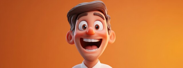 3D Cartoon of a Joyful Caucasian Man
