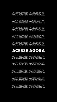 Palavra "acesse agora" aparece em branco com fundo preto e efeito glitch.