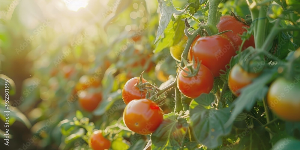 Wall mural Organic Vegetables Harvesting in Agriculture and Farming with Selective Focus