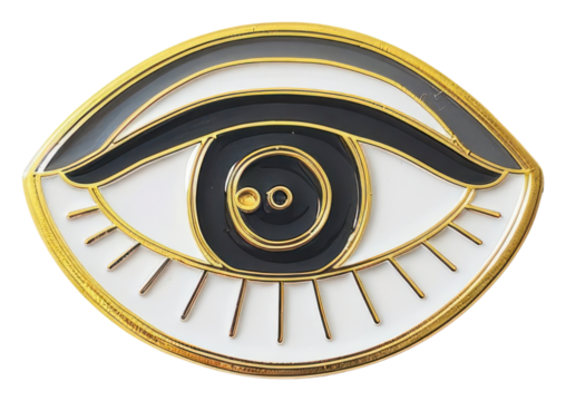 Stylish eye-shaped enamel pin