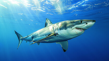 Obraz premium Beautiful white shark close up