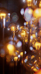 Indoor light, coffee shop. Abstract lamp background. 3d rendering illustration not AI