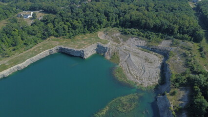 Drone Shot of a Water-Filled Quarry In Independence, Ohio