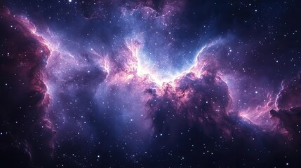 Fototapeta premium vast cosmic nebula swirling blues and purples distant stars twinkling sense of infinite expanse and wonder