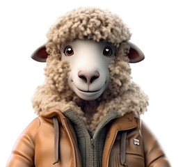 PNG Sheep wearing winter Clothes livestock portrait cartoon.