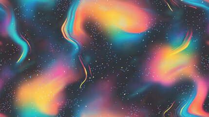  A seamless pattern with minimalistic holographic abstract design - Glowing neon rainbow background.