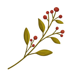 Watercolor holiday plant with red holi berries. Twig with red berries in watercolor technique, on a transparent background, PNG.