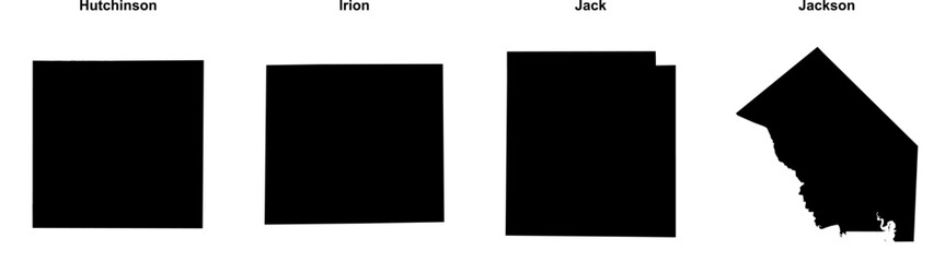 Hutchinson, Irion, Jack, Jackson outline maps