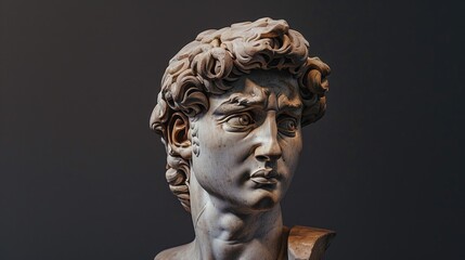 A classic sculpture of a man with curly hair, perfect for decorative or educational purposes