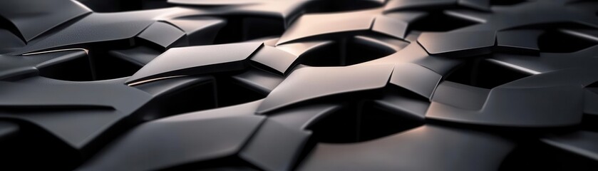 Geometric illusion of interlocking shapes, creating a 3D effect, Abstract, Monochrome, Sharp Edges