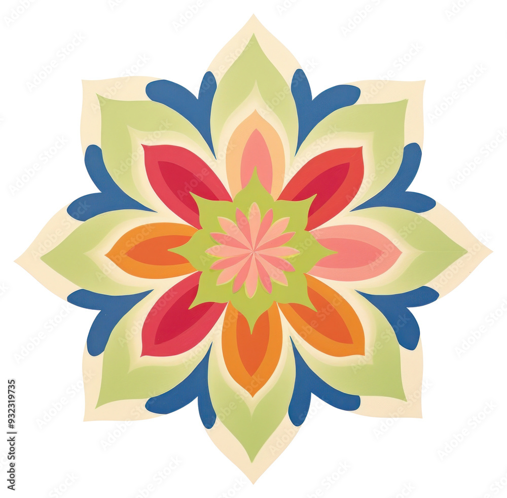 Sticker colorful abstract floral mandala