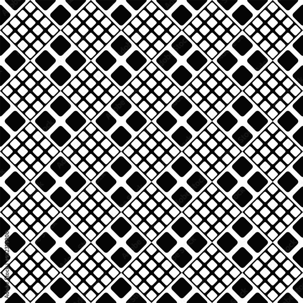 Poster diagonal square pattern background - black and white vector design from squares