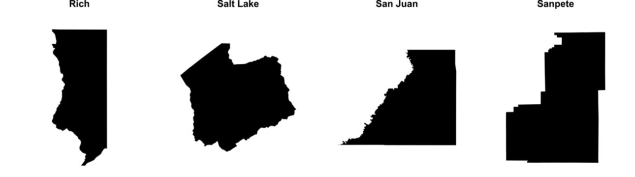 Rich, Salt Lake, San Juan, Sanpete outline maps