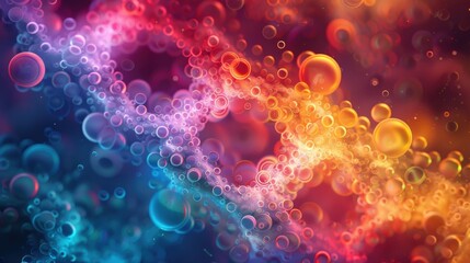 Obraz premium Produce an abstract background featuring brilliant color formations in a microscopic view. Ensure the design captures both scientific detail and artistic beauty