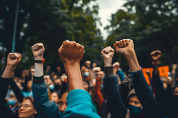 Fototapeta premium Fists Raised for Human Rights