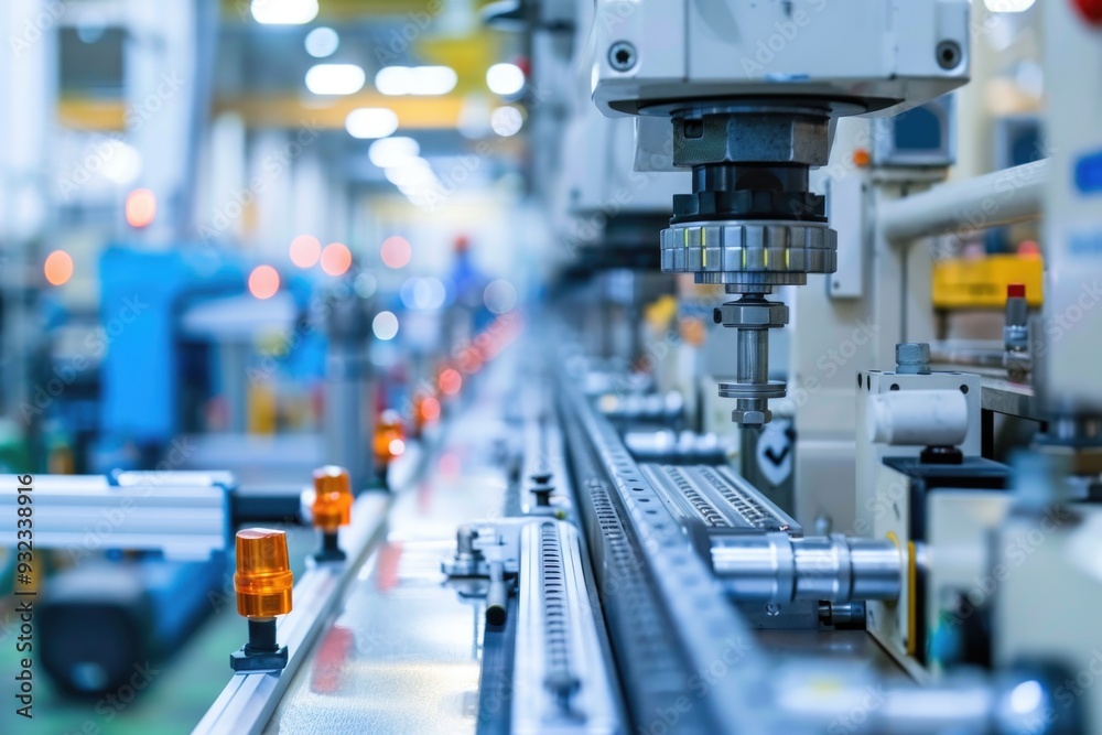 Aufkleber A machine operating in a factory setting