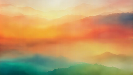 Obraz premium Abstract gradient background with watercolor effects in yellow, soft orange, and green hues