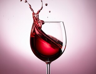 A dynamic splash of red wine in mid-air, forming abstract shapes before settling into a glass
