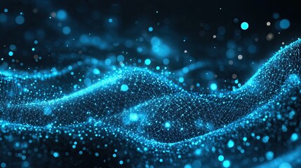 Abstract virtual flow of specks Futuristic point tide Tech panorama background