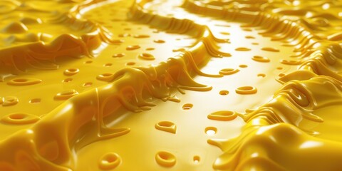 Charming Minimalist Concept of Melting Cheese in 3D Rendering