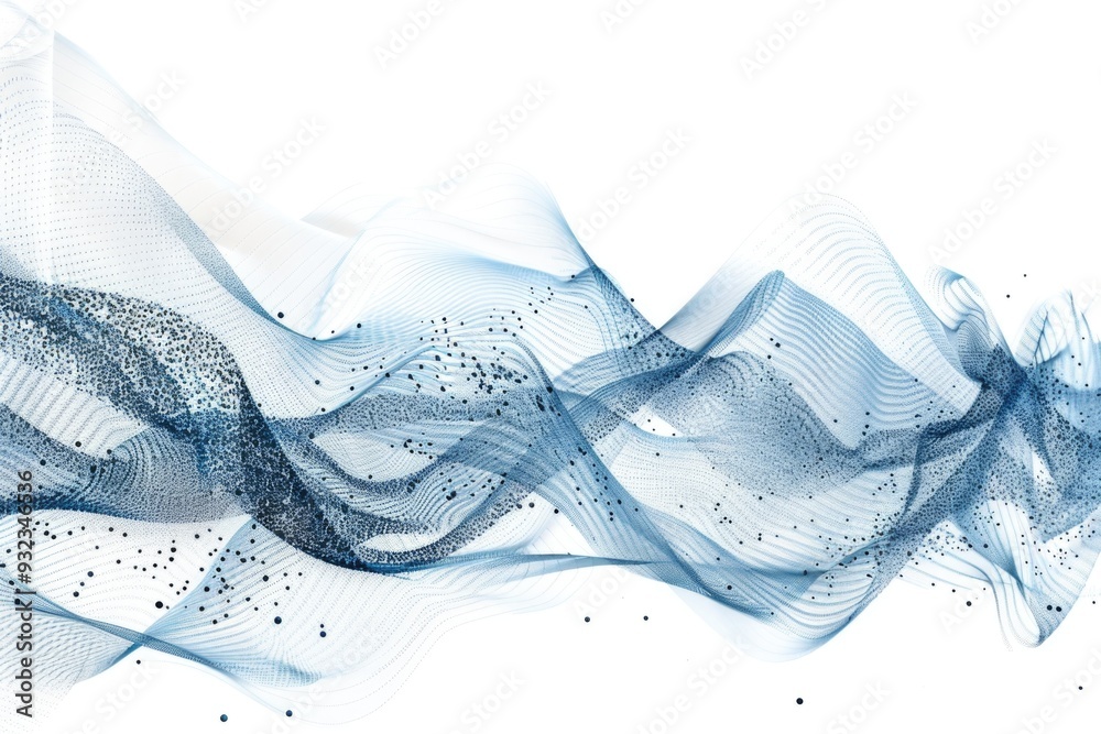 Poster A stylized wave pattern with blue and white colors, suitable for use in various contexts