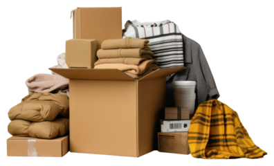 PNG Clothes donation cardboard box carton.