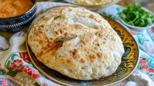 Loaf of kubaneh a Yemenite Jewish bread served warm and fluffy perfect for dipping in sauces or enjoying with spreads for a traditional food breakfast