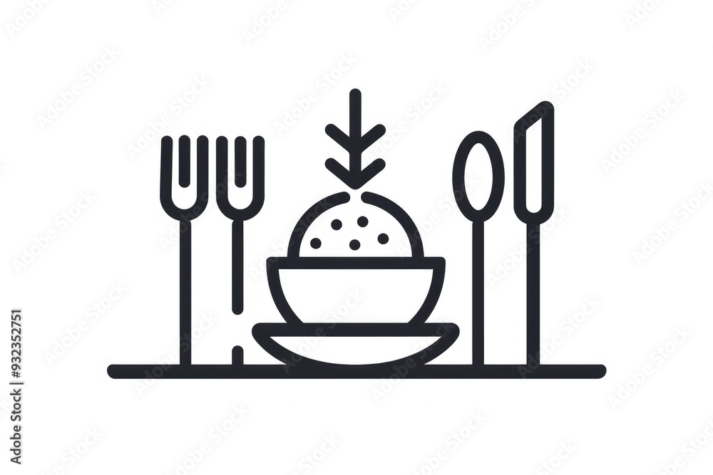 Poster a simple still life image of a bowl and fork in black and white