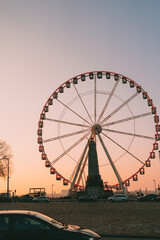 Ferris Wheel at Poelaert in Brussels Belgium during Sunset