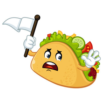 recommend clip art: Cartoon taco with a white flag, surrendering and asking for mercy.
