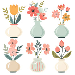 Vector Begonia in vase simple and