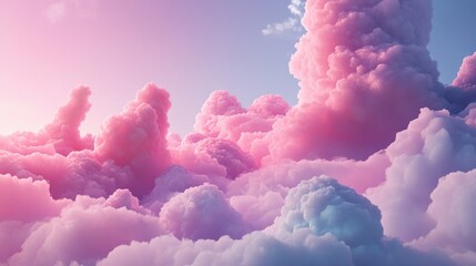 3D clouds with a pink abstract backdrop featuring illustrations and decorative elements for creative ideas