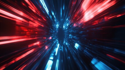 Obraz premium 3D illustration featuring a contrasting background with blue and red glowing rays