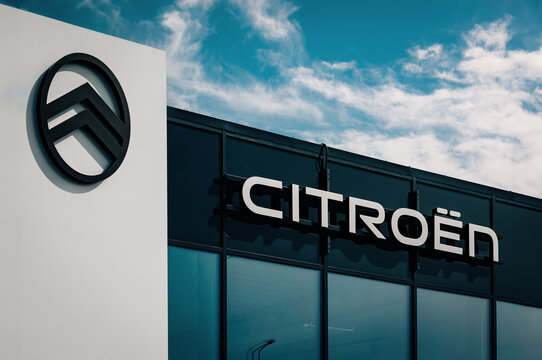 POLAND 18 AUGUST 2024 - LOGO AND NAME OF CITROEN CAR DEALERSHIP.