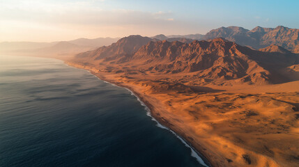 sunset over the mountains with the coast 