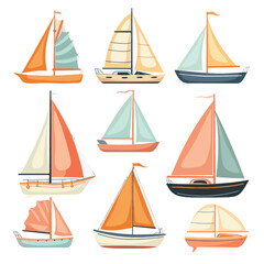 Obraz premium Vector Sailboat simple and minimal
