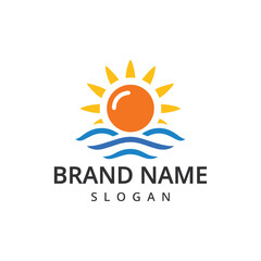 Sun and Wave Logo. Flat Vector Logo Design Template Element.