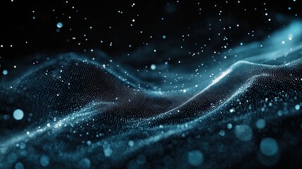 Abstract virtual current of particles Futuristic point stream Tech panorama background