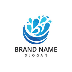 Obraz premium Water Logo Template vector Water splash illustration