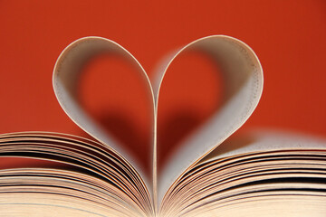 Book pages, heart-shaped