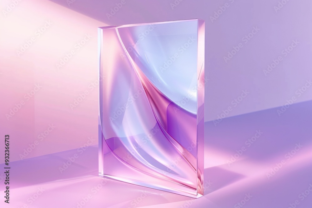 Poster a modern abstract design featuring pink and white colors and a curved shape