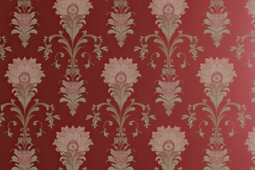 Fototapeta premium Elegant Ornate Flower Wallpaper in Rouge Shades for Spring Decoration