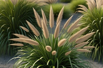Obraz premium 3D Design of Poa Labillardier Grass Showcasing Vivid Nature Visuals and Extraordinary Details